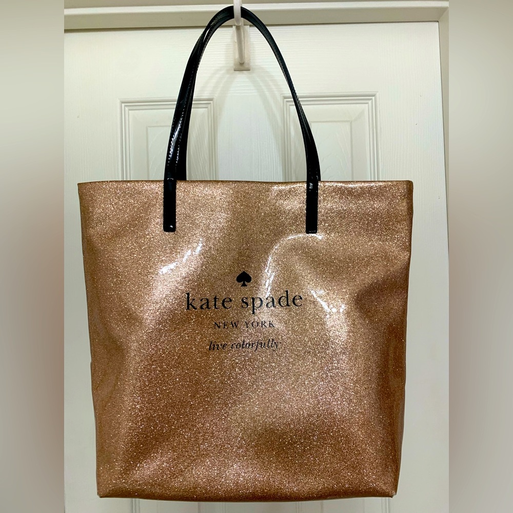 Kate Spade Holiday Drive Bon Shopper Tote, Sparkle Rose Gold